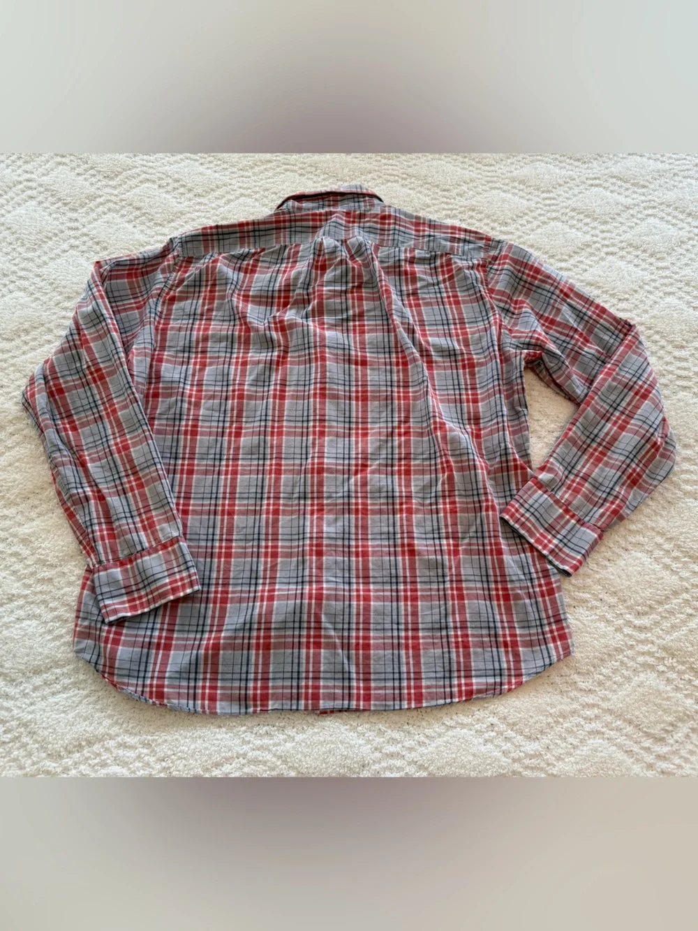 J. Crew Red and Gray Plaid lightweight chambray Button-Down Shirt